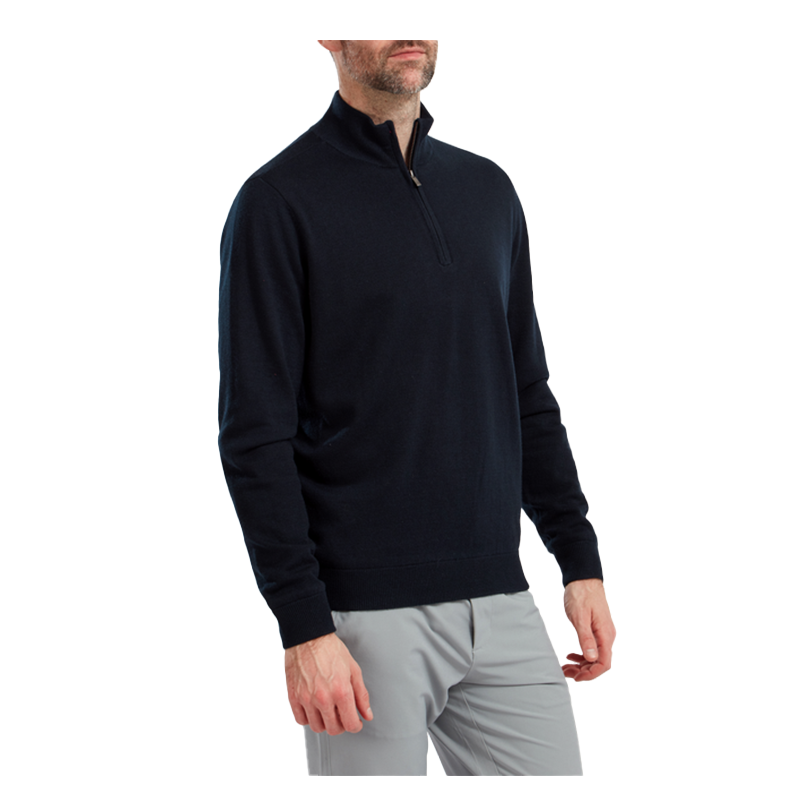 Pullover en laine 1/2 Zip Navy Homme