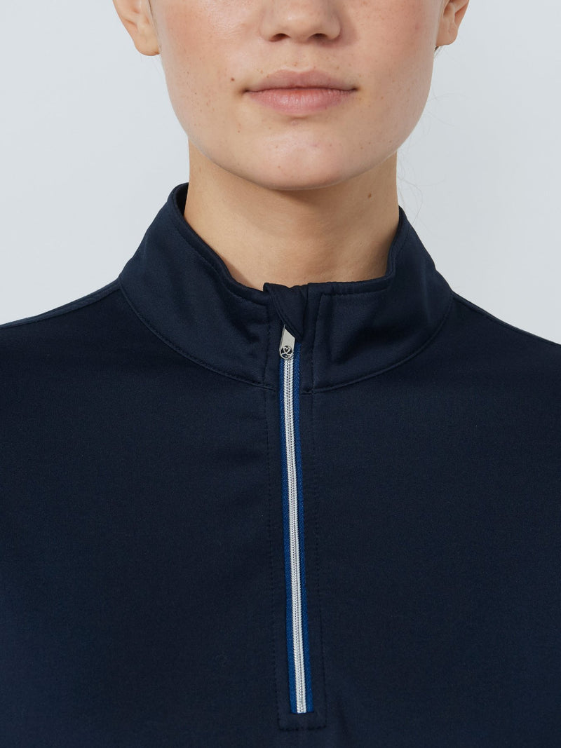 Midlayer 1/4 Zip Peach Navy Femme