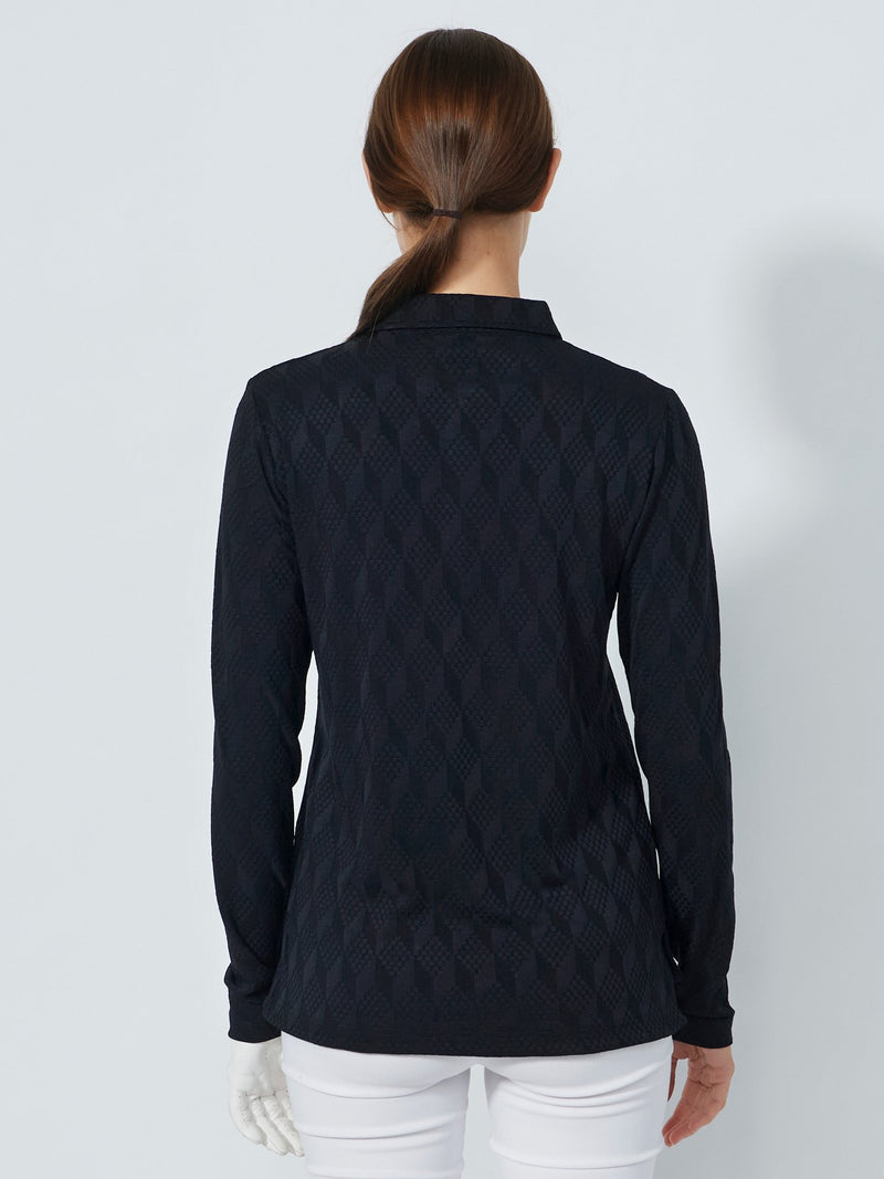 Polo Manches Longues Jacquard Noir Femme