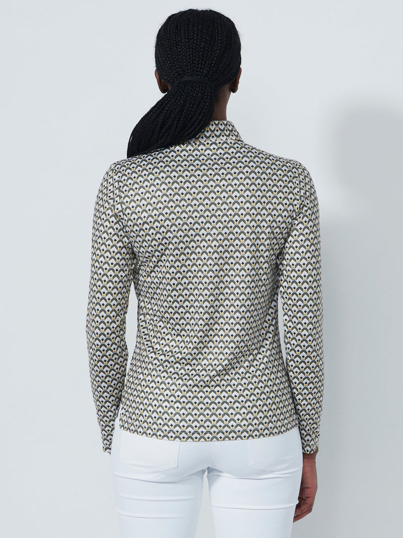 Polo Manches Longues Printed Diamond Geo Femme