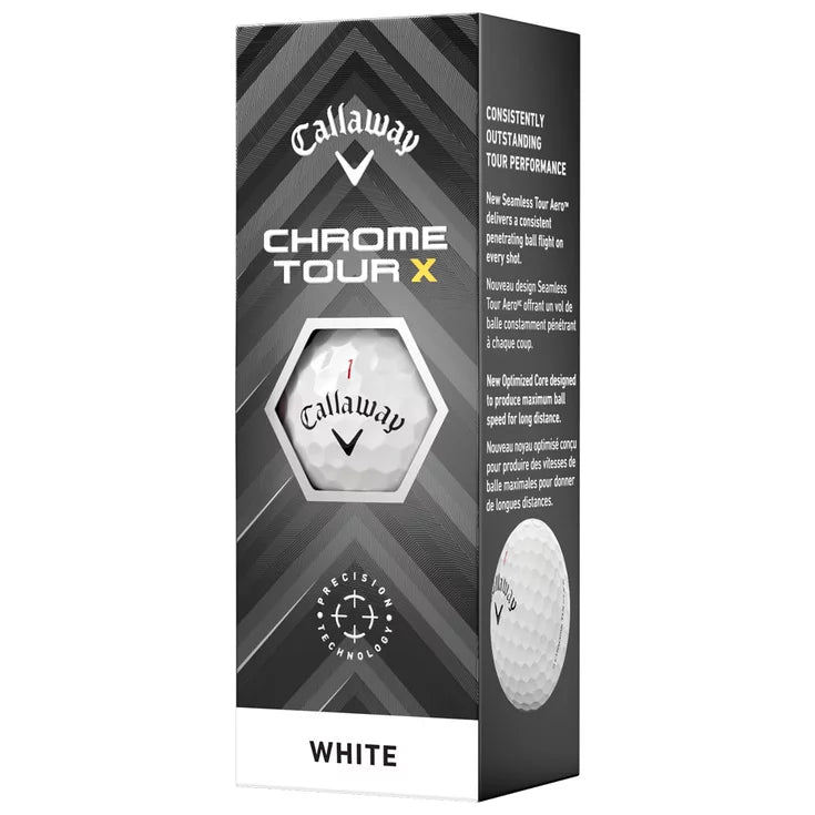 12 Balles de golf Chrome Tour X White