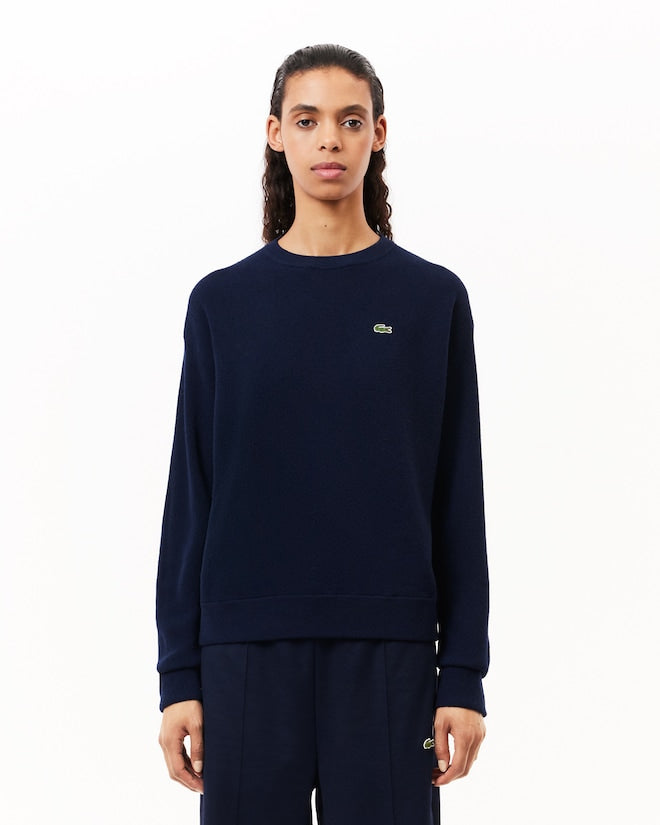 Pull Relaxed Fit Laine Cardée Point Mousse Bleu Nuit Femme
