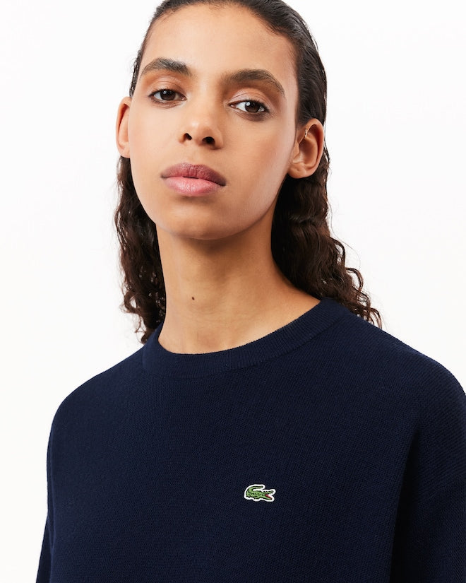 Pull Relaxed Fit Laine Cardée Point Mousse Bleu Nuit Femme