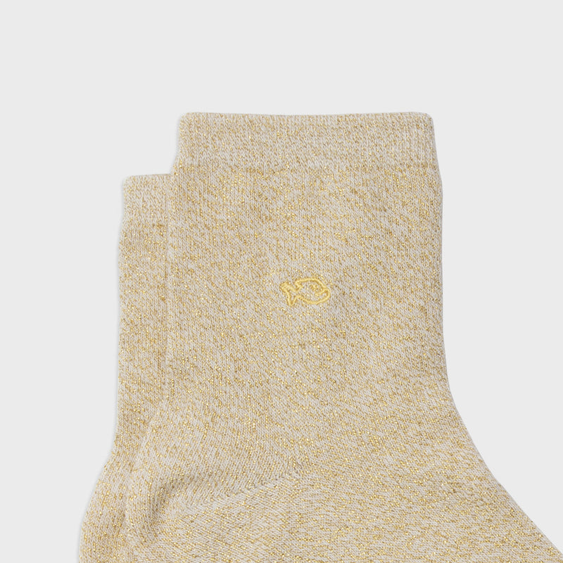 Chaussettes pailletées en coton Beige