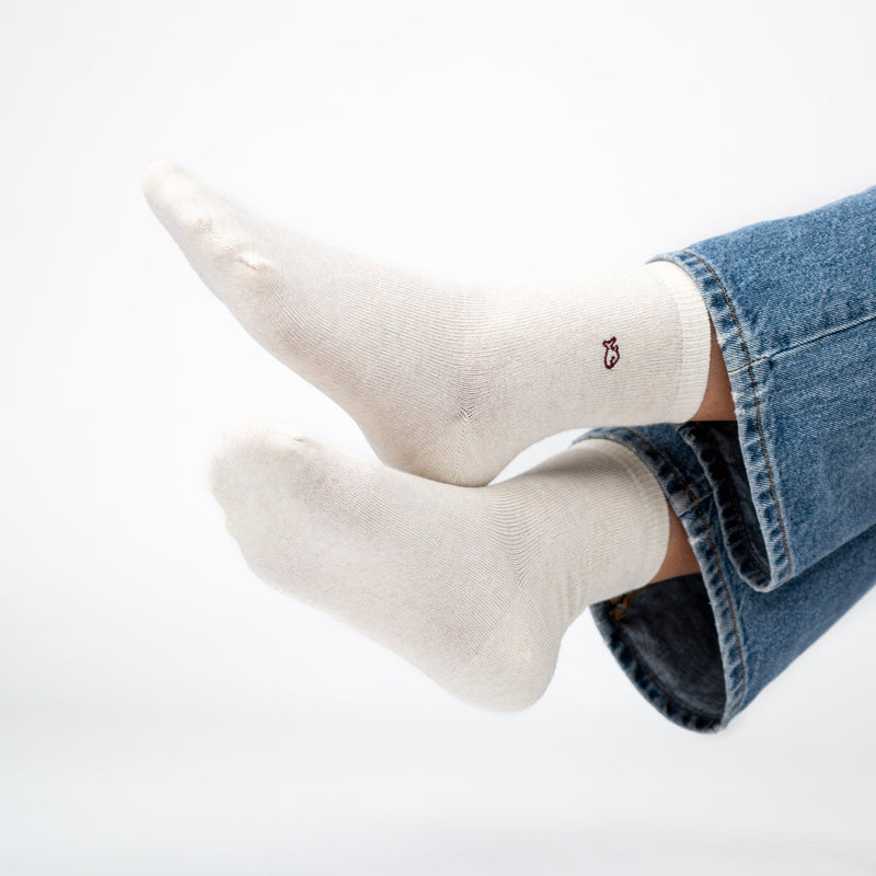 Chaussettes pailletées en coton Ecru
