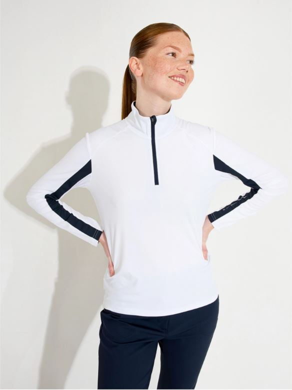 Pull 1/4 Zip Aloha UV White/Navy Femme