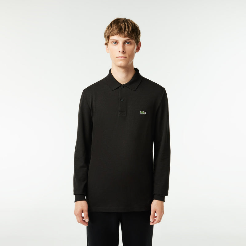 Polo regular manches longues Black Homme