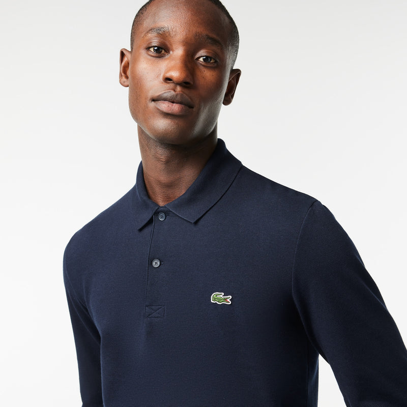 Polo regular manches longues Navy Homme