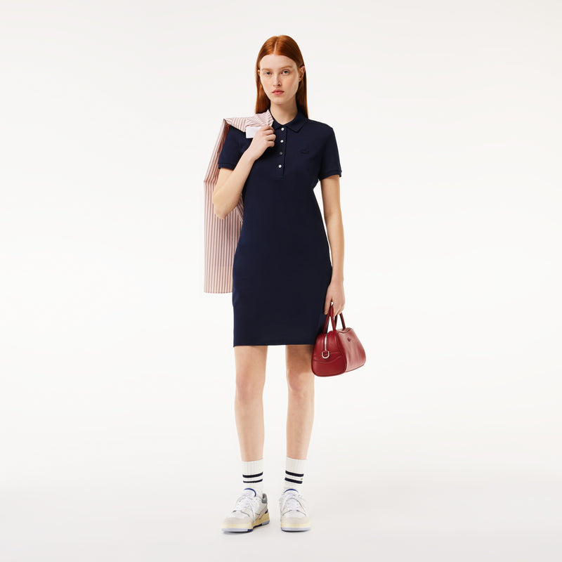 Robe Polo en Piqué de coton Navy Femme