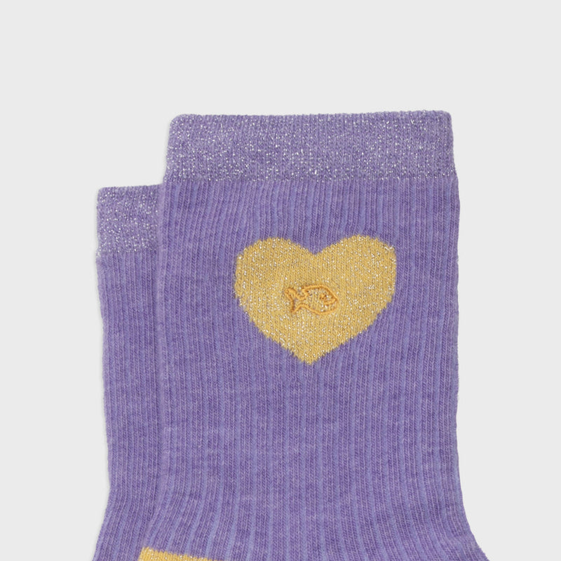 Chaussettes en coton Cœur Violet Jaune