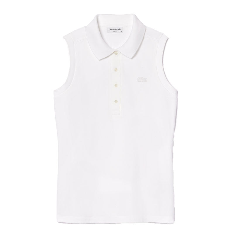 Polo Slim Sans Manches White Femme