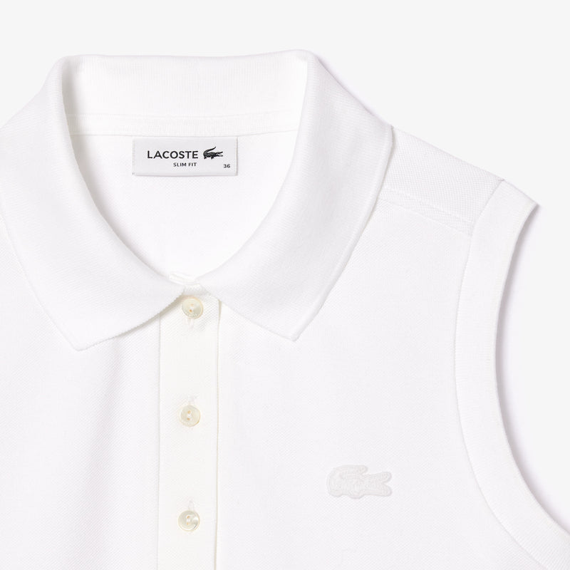 Polo Slim Sans Manches White Femme