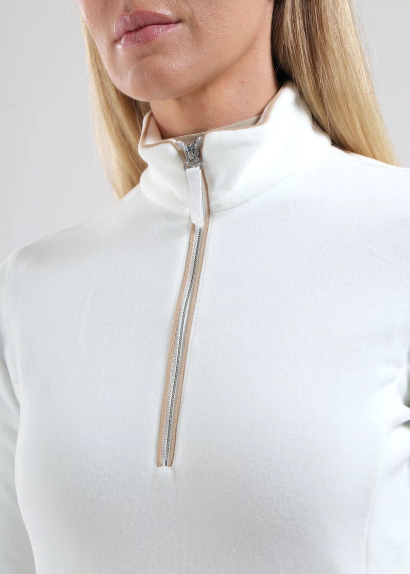 Pull 1/4 Zip Tentation Blanc Femme