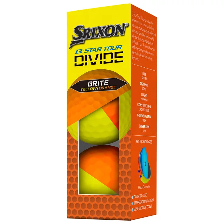 12 Balles de golf Q Star Tour Divide 2 Yellow Orange