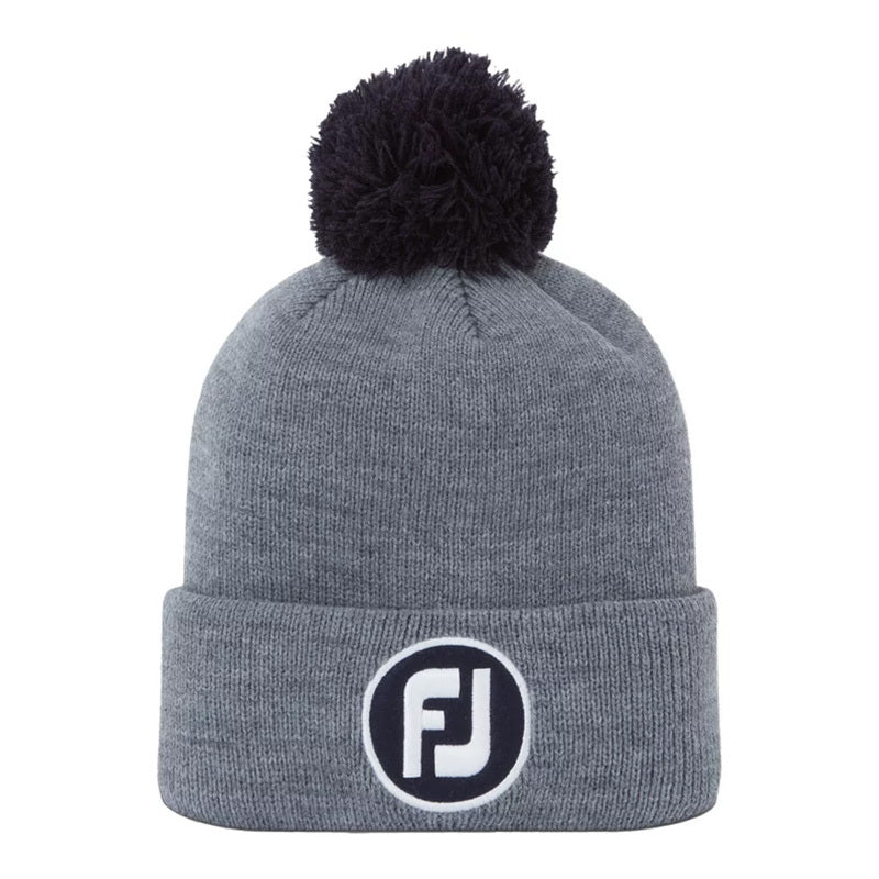 FOOTJOY - Bonnet en tricot torsadé à pompom Heather Grey