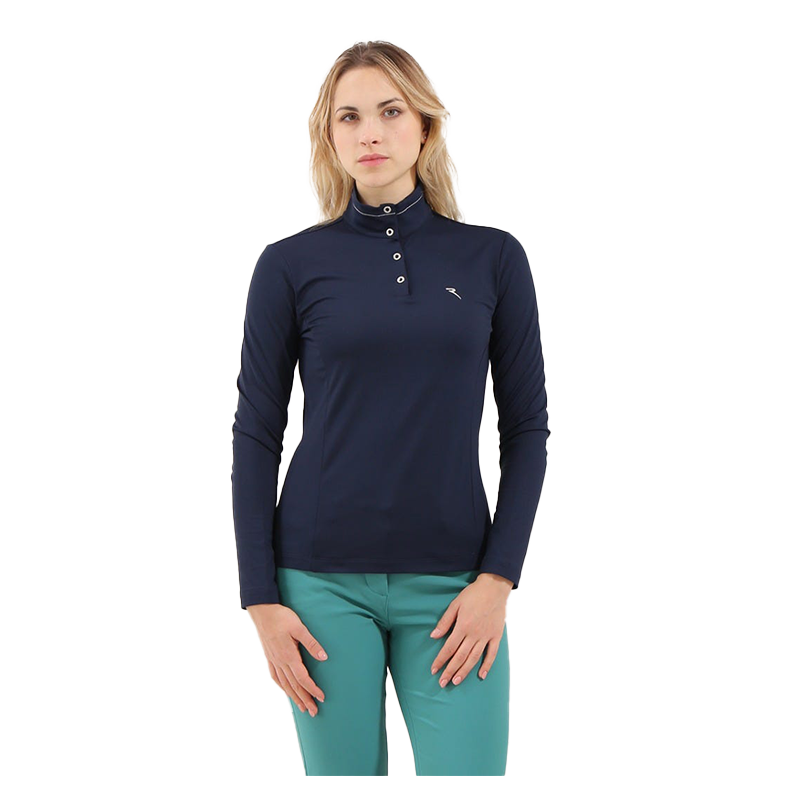 Polo manche longue Tecla Navy Femme