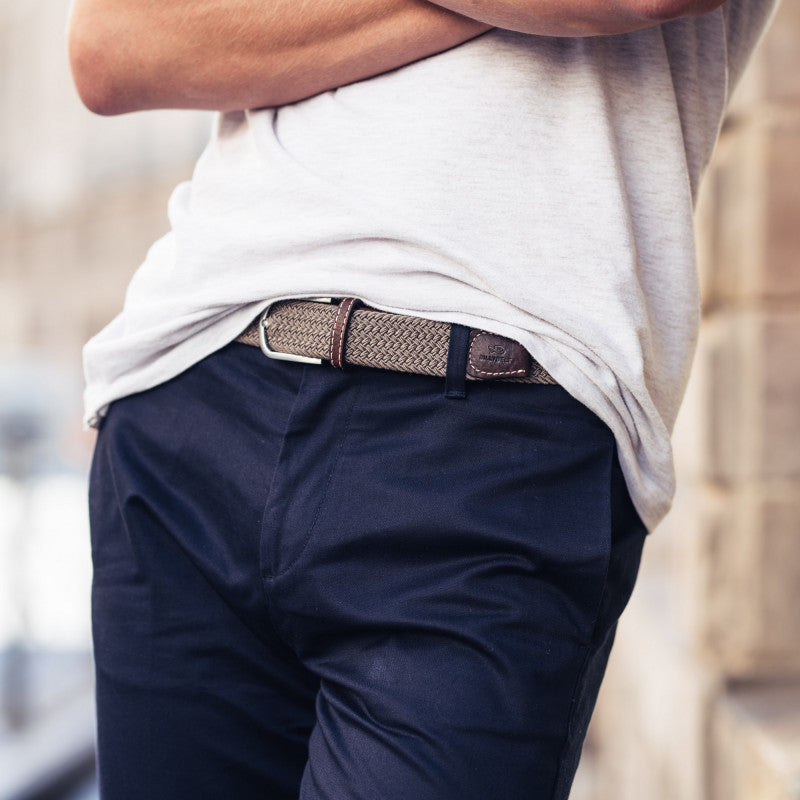 Ceinture Tressée Taupe Homme