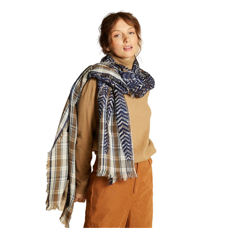 Echarpe en Laine et Coton Hedwige Navy