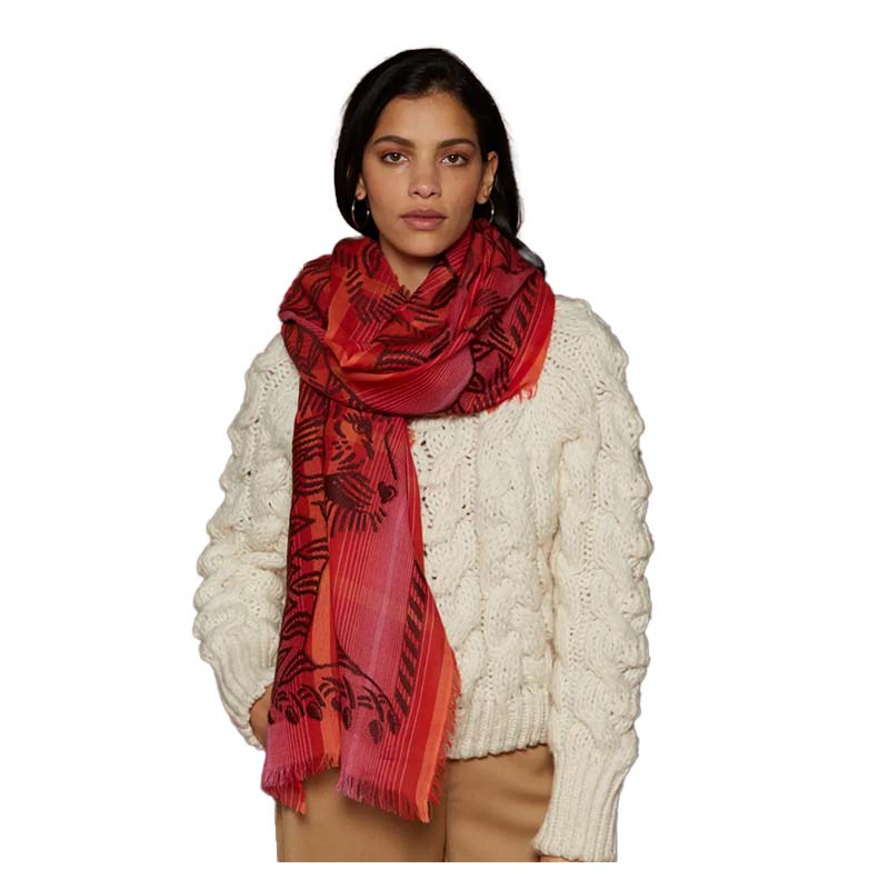 Echarpe en Laine et Coton Mantra 3D Framboise
