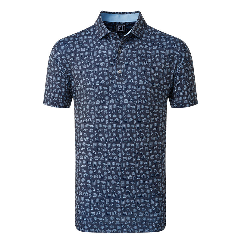 Polo Travel Print Marine Homme