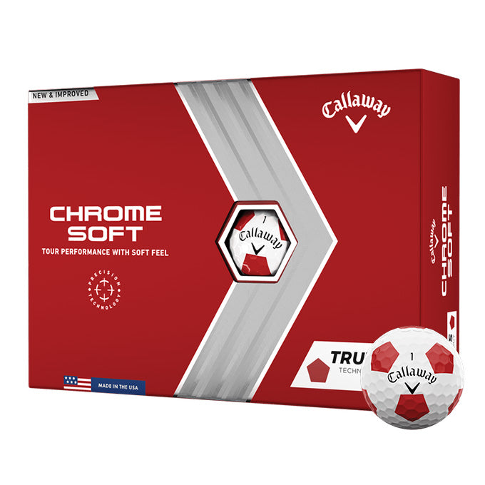 12 Balles de golf Chrome Soft Truvis Rouge/Blanc