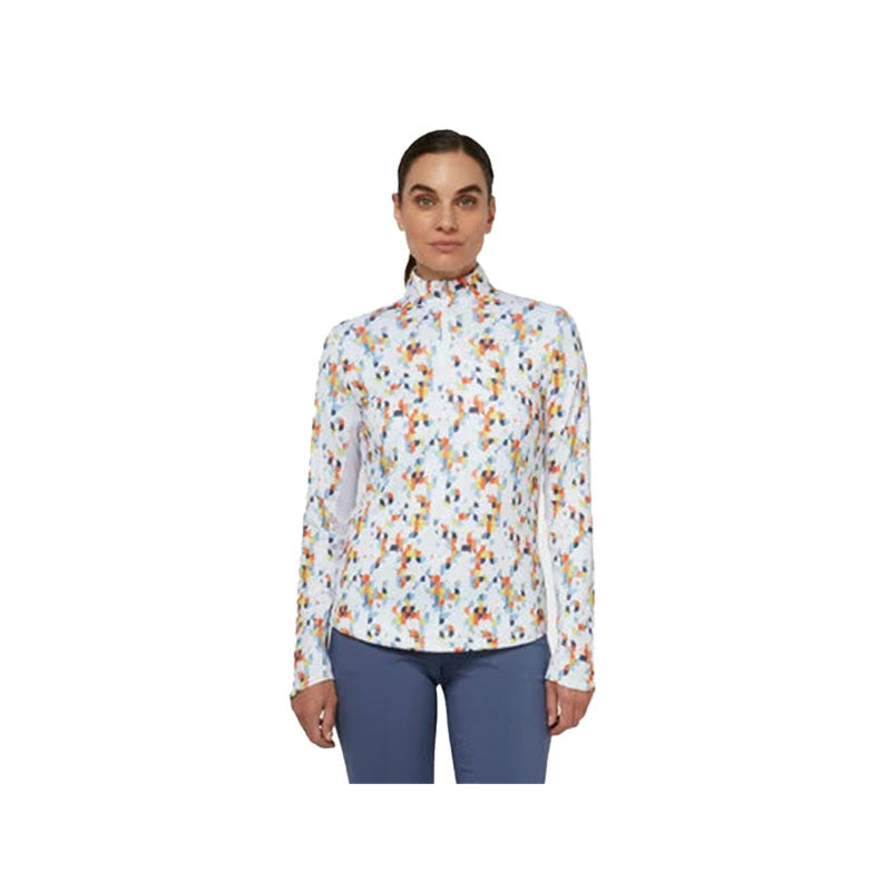 Polo manches longues Geo Printed  White Femme