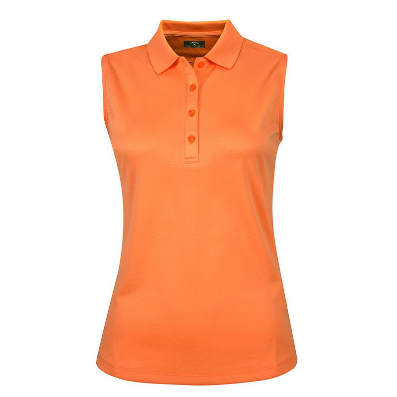 Polo Sleeveless Solid Knit Nectarine Femme