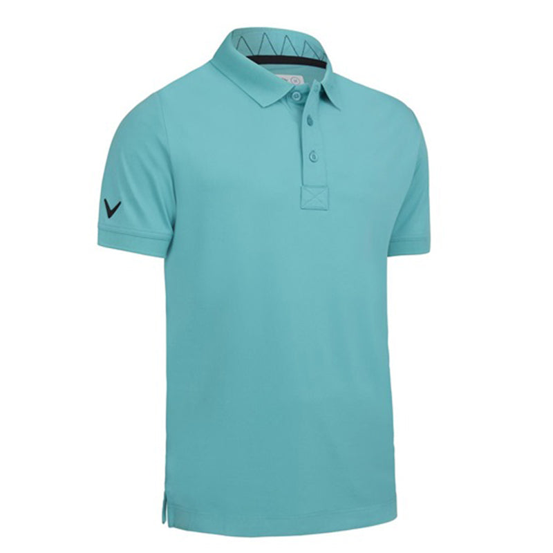 Polo Solid Ribbed Baltic Homme