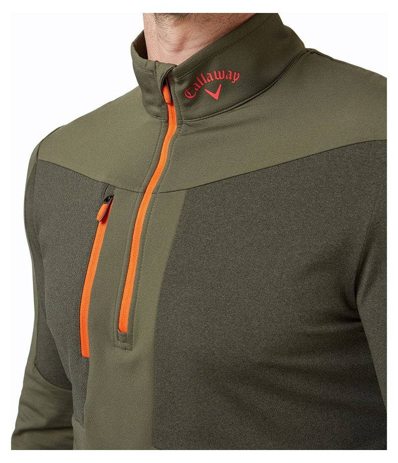 Pull Aquapel Mixed Media 1/4 Zip Black Lichen Homme