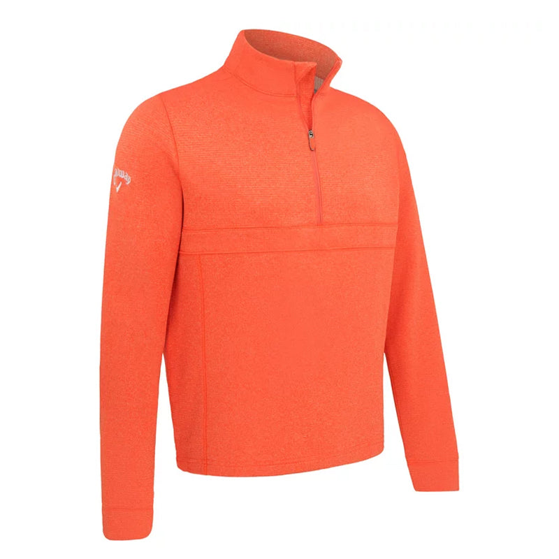 Pull Waffle 1/4 Zip Tigerlily Heather Homme