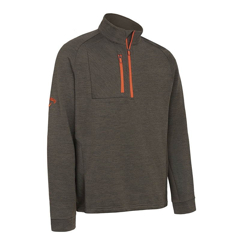 Pull Heather Stripe Fleece 1/4 Zip Dark Lichen Homme