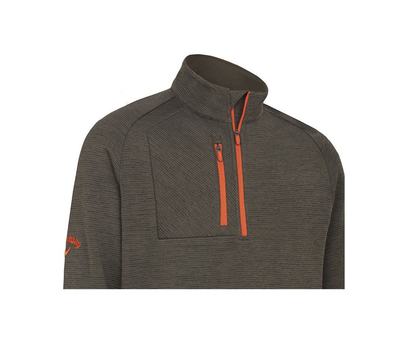 Pull Heather Stripe Fleece 1/4 Zip Dark Lichen Homme