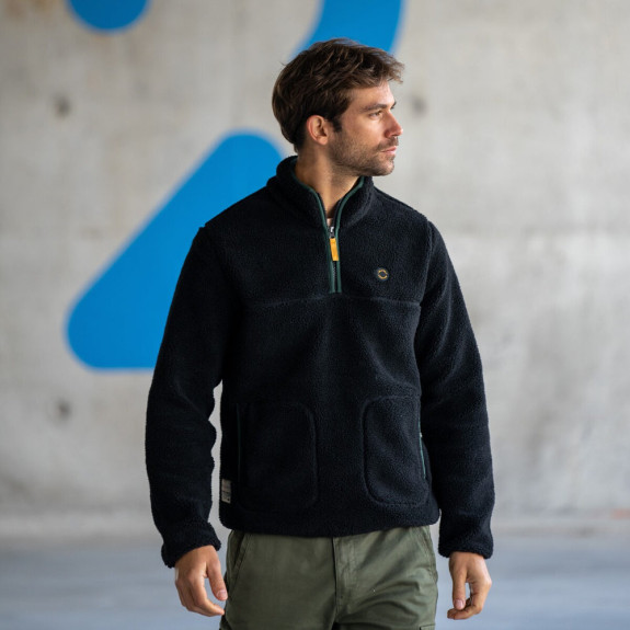 Polaire Zip Sherpa Ebène Homme