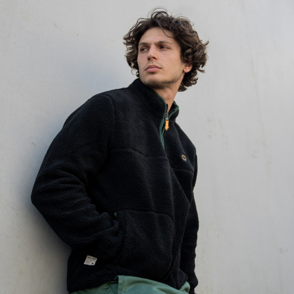 Polaire Zip Sherpa Ebène Homme