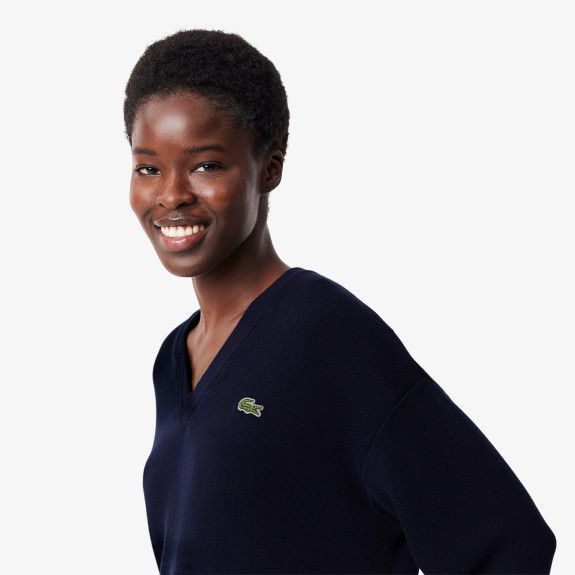 Pull Col V Bleu Nuit Femme