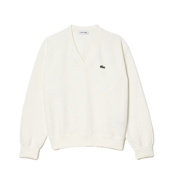 Pull Col V Blanc Femme