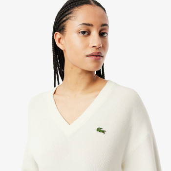 Pull Col V Blanc Femme