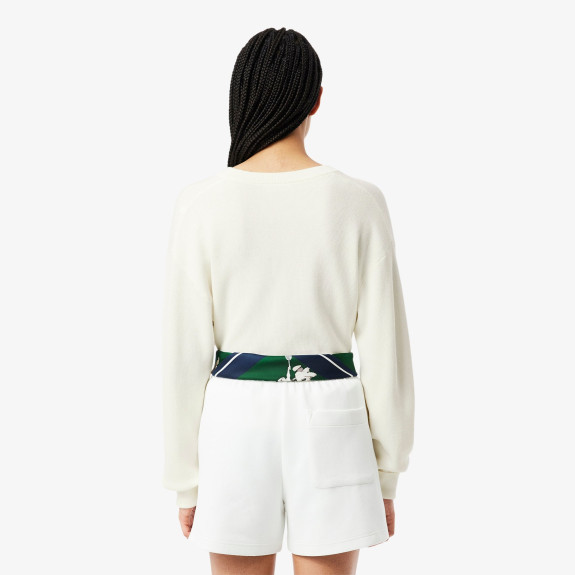 Pull Col V Blanc Femme