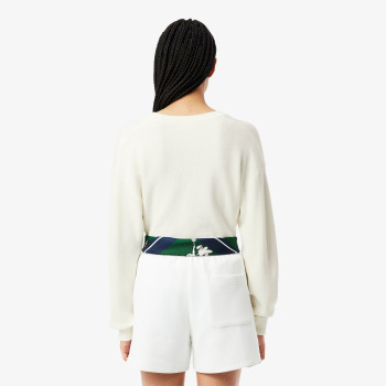 Pull Col V Blanc Femme