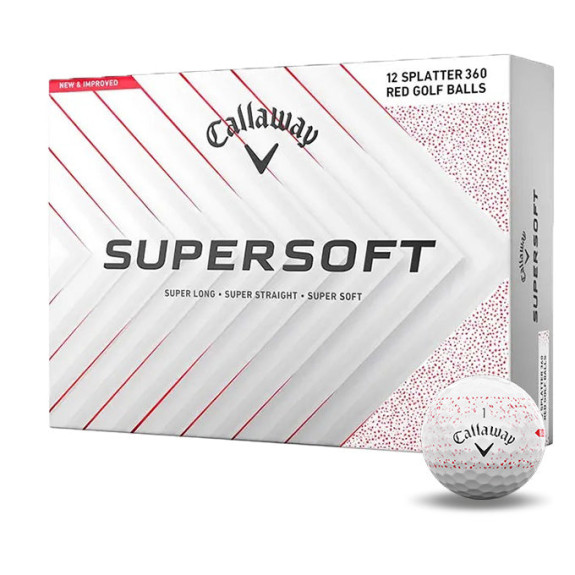 12 Balles de golf Supersoft Splatter 360 Red