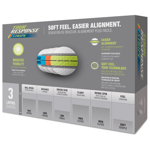 12 Balles de golf Tour Response Neon Stripe Multi