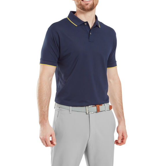 Polo Piqué Uni avec rayure sur le col Homme Marine