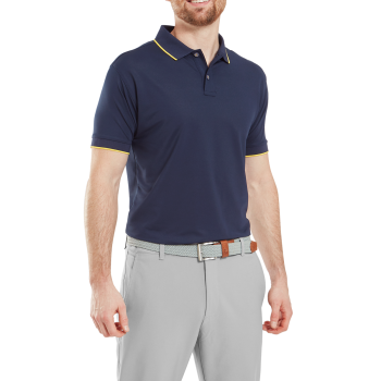 Polo Piqué Uni avec rayure sur le col Homme Marine