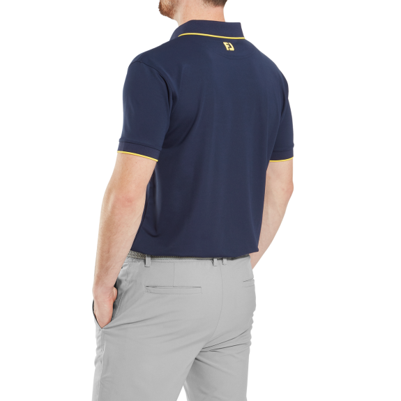 Polo Piqué Uni avec rayure sur le col Homme Marine