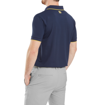 Polo Piqué Uni avec rayure sur le col Homme Marine