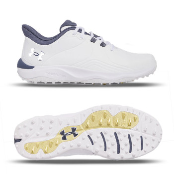 UA Drive Pro Wide White Metallic Gold Homme