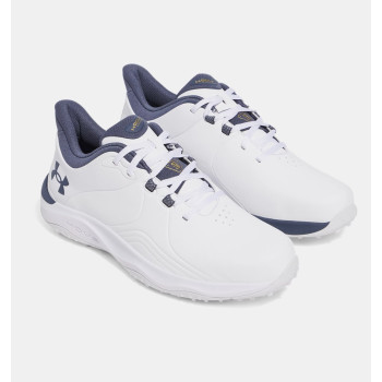 UA Drive Pro Wide White Metallic Gold Homme