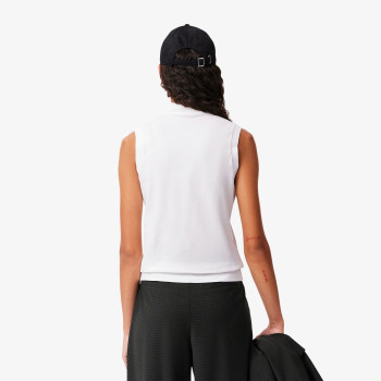 Polo Slim Sans Manches White Femme