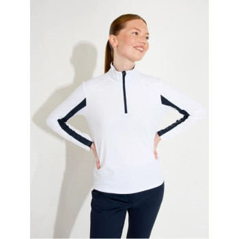 Pull 1/4 Zip Aloha UV White/Navy Femme