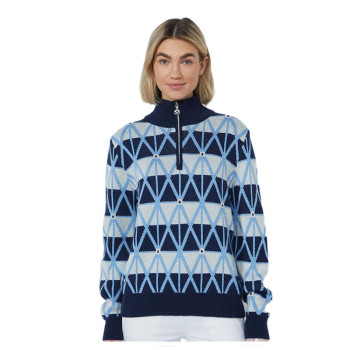 Pull Doublé 1/4 Zip Argyle Navy Femme